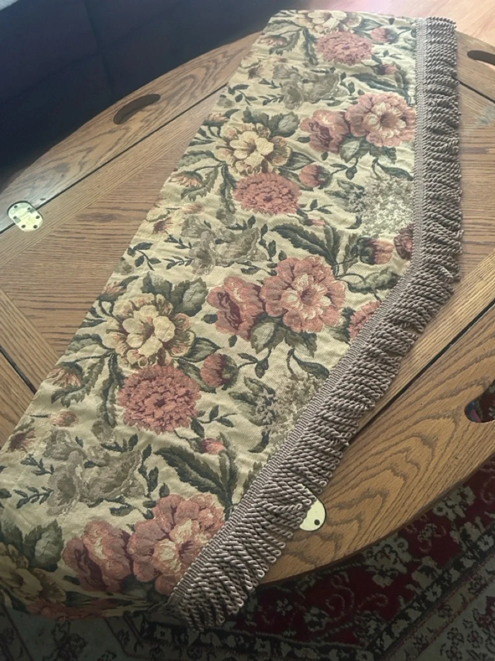 Three Vintage Floral Tapestry Valences w Fringe